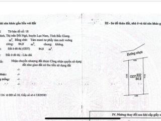 Giá chỉ 1,7 tỷ dt 84,8m2  mt 6m lô đất trung tâm thị trấn đồi ngô!!!