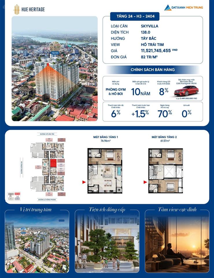 Chính thức mở bán căn skyvilla giới hạn tại hue heritage trực diện sông hương