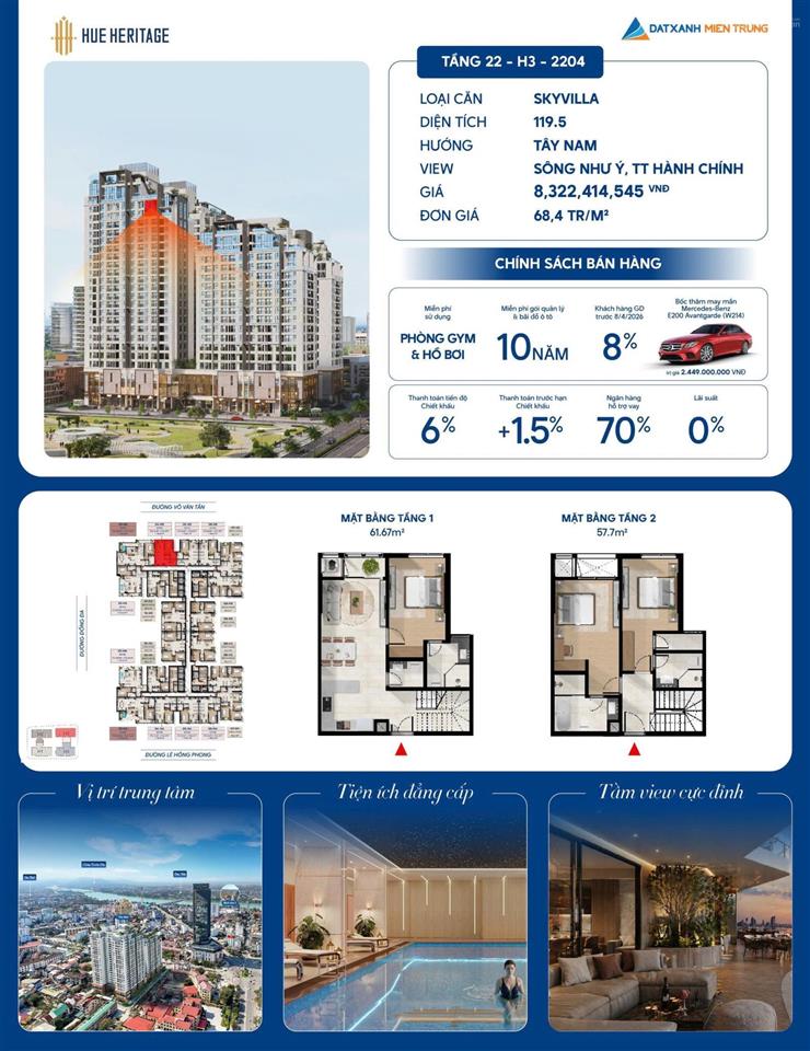 Chính thức mở bán căn skyvilla giới hạn tại hue heritage trực diện sông hương