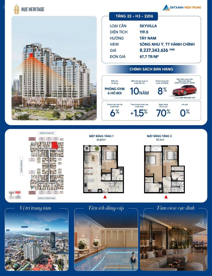 Chính thức mở bán căn skyvilla giới hạn tại hue heritage trực diện sông hương