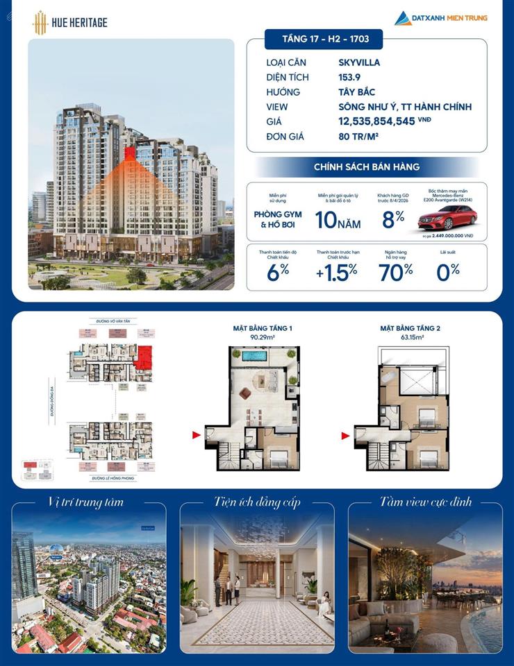 Chính thức mở bán căn skyvilla giới hạn tại hue heritage trực diện sông hương