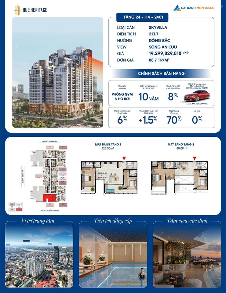 Chính thức mở bán căn skyvilla giới hạn tại hue heritage trực diện sông hương