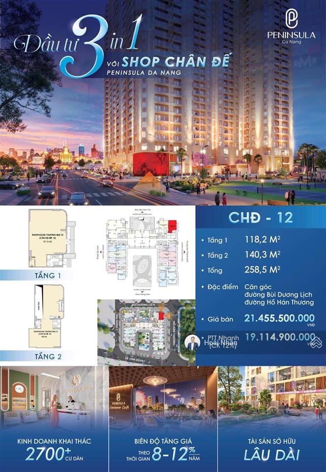 Dẫn đầu xu hướng đầu tư "3 trong 1" với shop khối đế peninsula đà nẵng  chđ 12