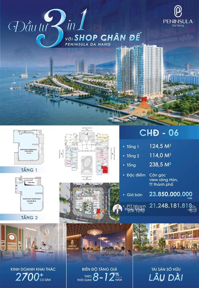 Căn hộ đế đẹp nhất peninsula đà nẵng chính thức mở bán | chd06  238,5m2  giá chỉ 21,2 tỷ