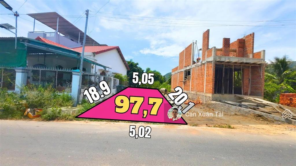 Bán đất đường huỳnh thúc kháng, diên toàn, xã diên khánh, diện tích 97,7m2 ngang 5m, giá 2 tỷ 2