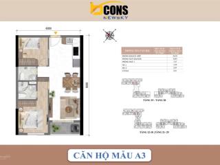 Duy nhất 1 căn bcons newsky a1.01, dt 57,78m2, 2pn, 2wc giá tốt nhất