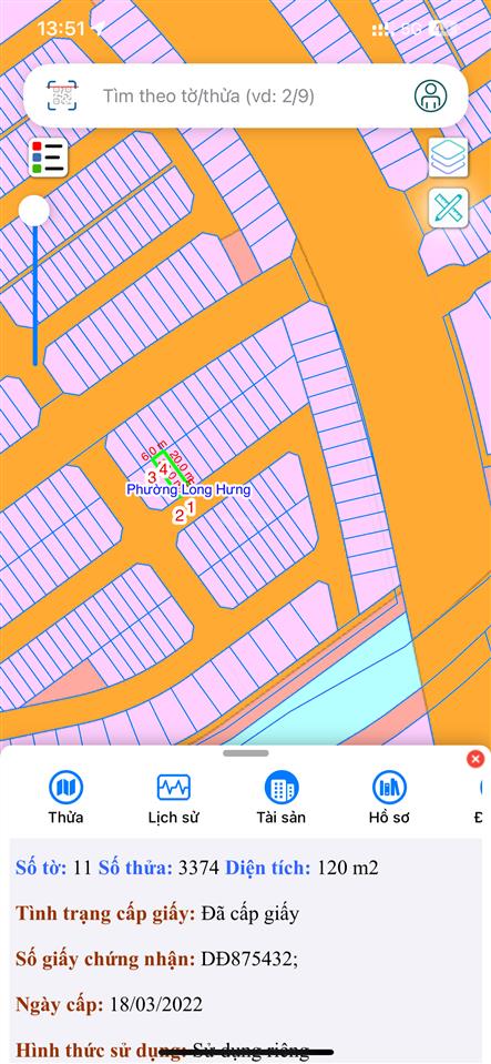 Cần bán lô đất 6x20 hướng đông nam khu đô thị long hưng city