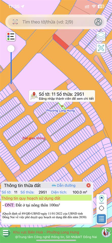 Cần bán lô đất khu 5 kđt long hưng city, phường long hưng, tp đồng nai, 100m2 hướng đông nam