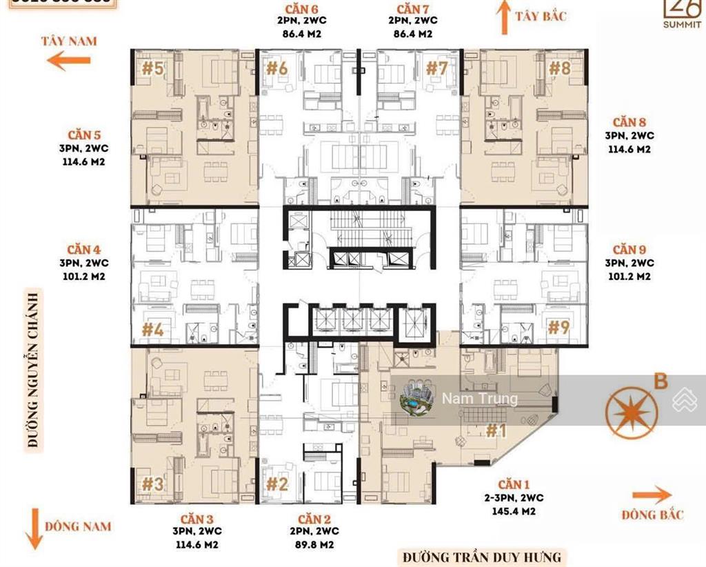 Em bán căn chung cư cao cấp 216 trần duy hưng, 86.4m2, 2 ngủ, 2vs, 95tr/m2,  0914 239 ***