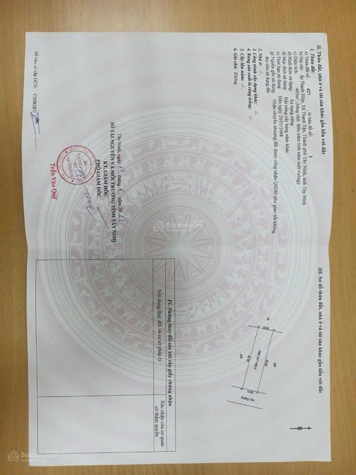 Bán đất giá siêu hời tại xã thạnh tân, 950 triệu, 405 m2 sát núi bà đen