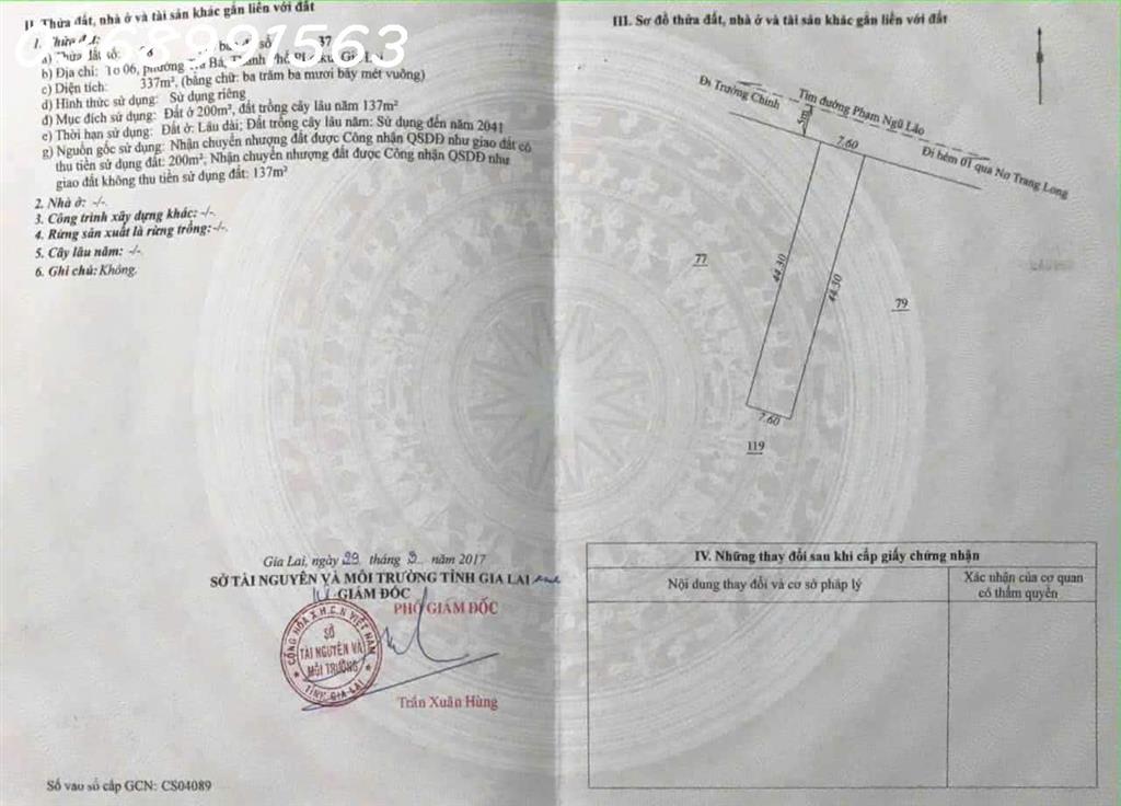 Bán đất tặng ngay dãy trọ ( 10 phòng ) 24 Phạm Ngũ Lão, P.Hội Phú, DT 337m2, giá đầu tư