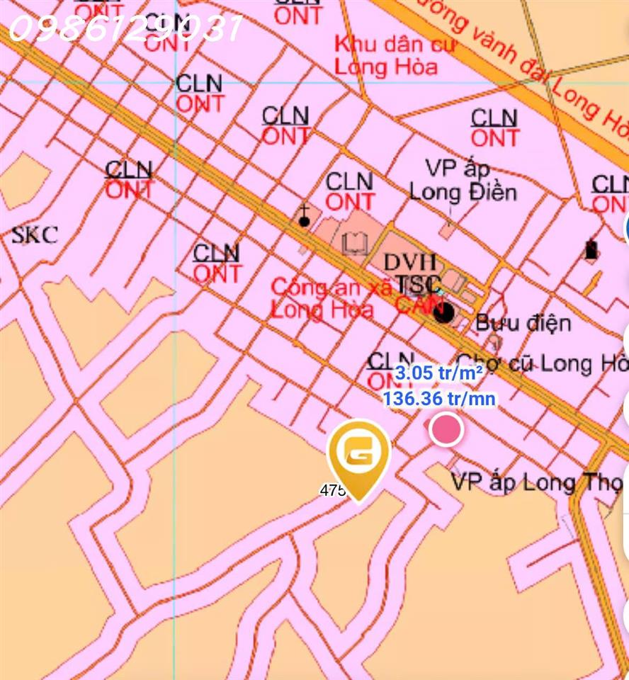 Cần tiền bán nhanh lô đất xã Long Hòa, TP Hồ Chí Minh, DT 473,7m2, view đẹp