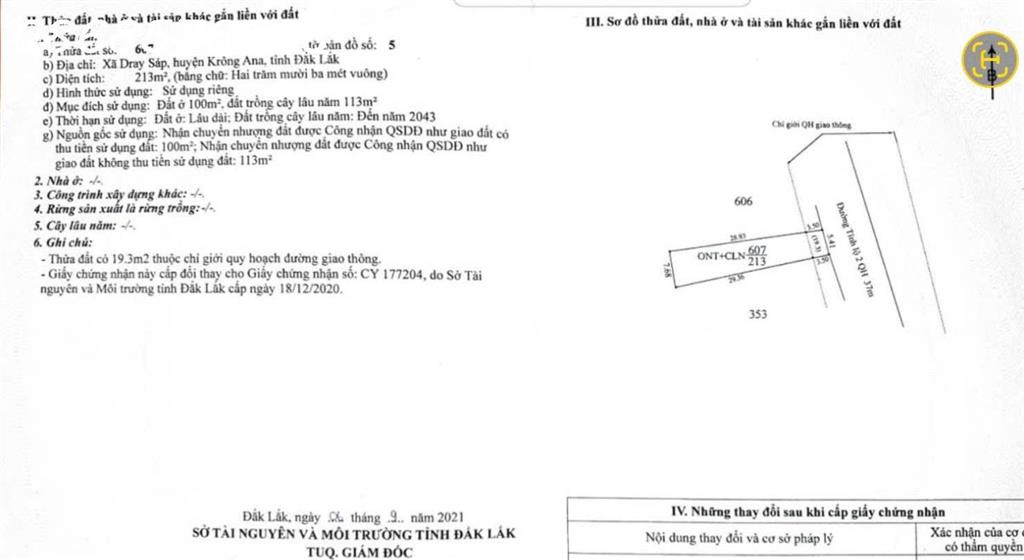 Siêu phẩm đất MT đường tỉnh lộ 2, xã Dray Sáp, Krông Ana, Đắk Lắk, DT 213 m2, giá 1,35 tỷ