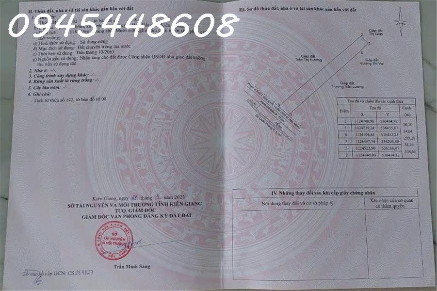 Bán 11 công đất mặt tiền đê quốc phòng, xã Hòn Đất, tỉnh An Giang
