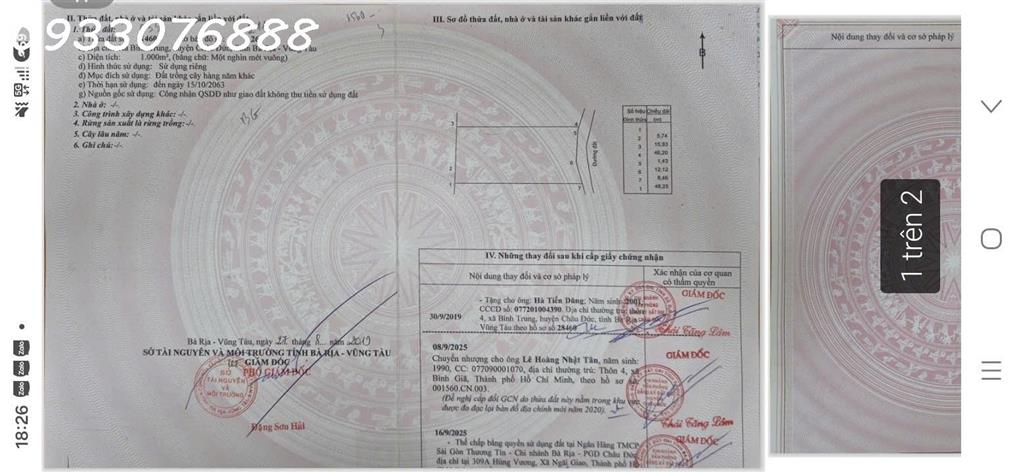 Bán đất tại Bình Trung, Châu Đức, Bà Rịa Vũng Tàu, DT 1.000m2, giá đầu tư