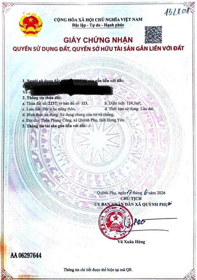 Cc Chào bán 2 lô đất xây biệt thự – Dự án Tân Hoá Quỳnh Hội – Quỳnh Phụ