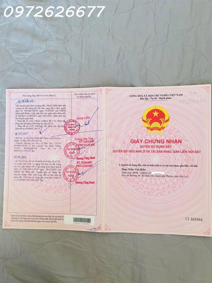 Bán lô đất siêu đẹp tặng nhà số 27, Đào Duy Từ, Tân Sơn, TP. Plei Ku, DT 770m2 full thổ cư