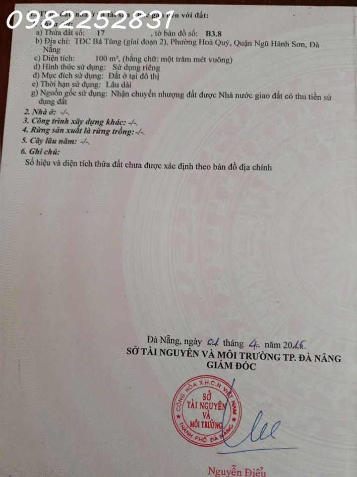 CHÍNH CHỦ CẦN BÁN ĐẤT GẤP – HẺM Ô TÔ 6M – NGŨ HÀNH SƠN
