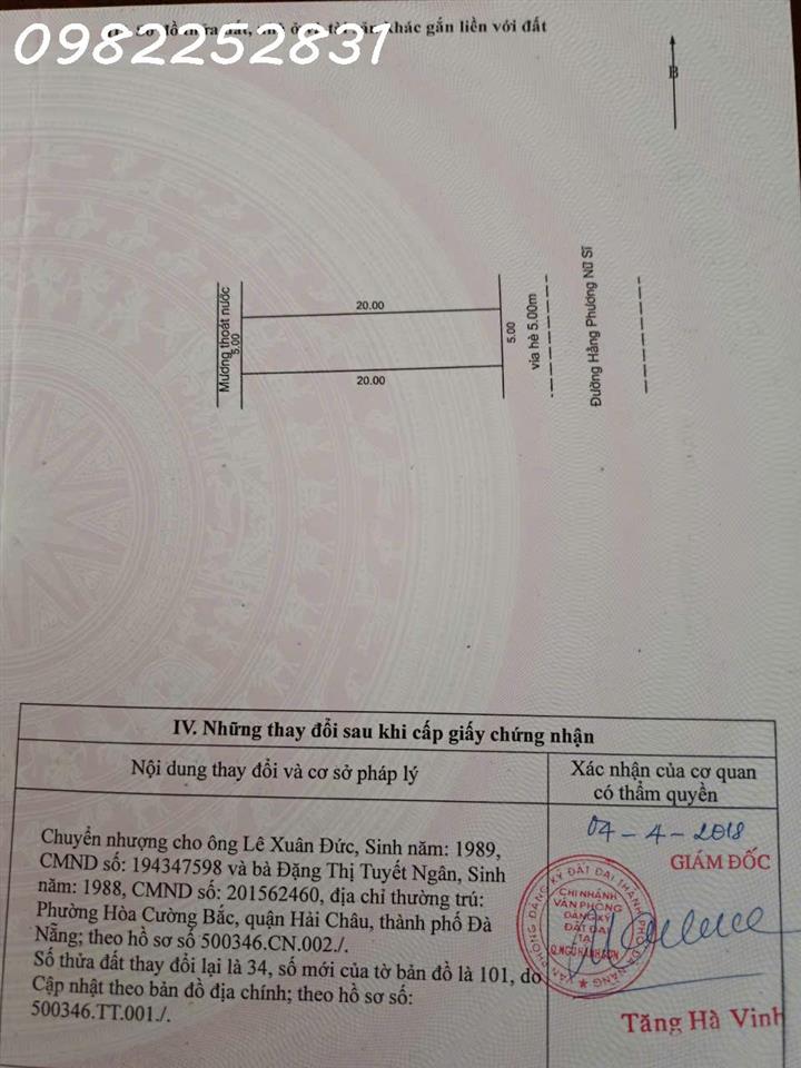 CHÍNH CHỦ CẦN BÁN ĐẤT GẤP – HẺM Ô TÔ 6M – NGŨ HÀNH SƠN