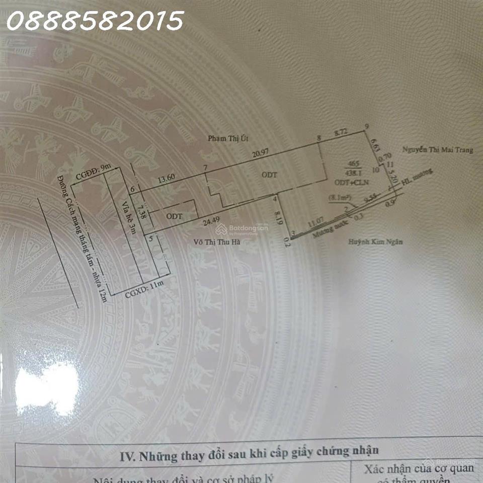 Bán nhà mặt phố 445, Cách Mạng Tháng Tám, Phường Phú Cường, 438.1m2