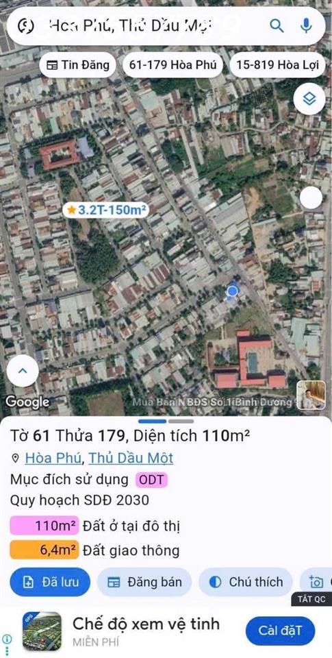 Bán đất tặng nhà cấp 4 tại Hòa Phú, Thủ Dầu Một, DT 110m2 full thổ cư, giá 5,8 tỷ
