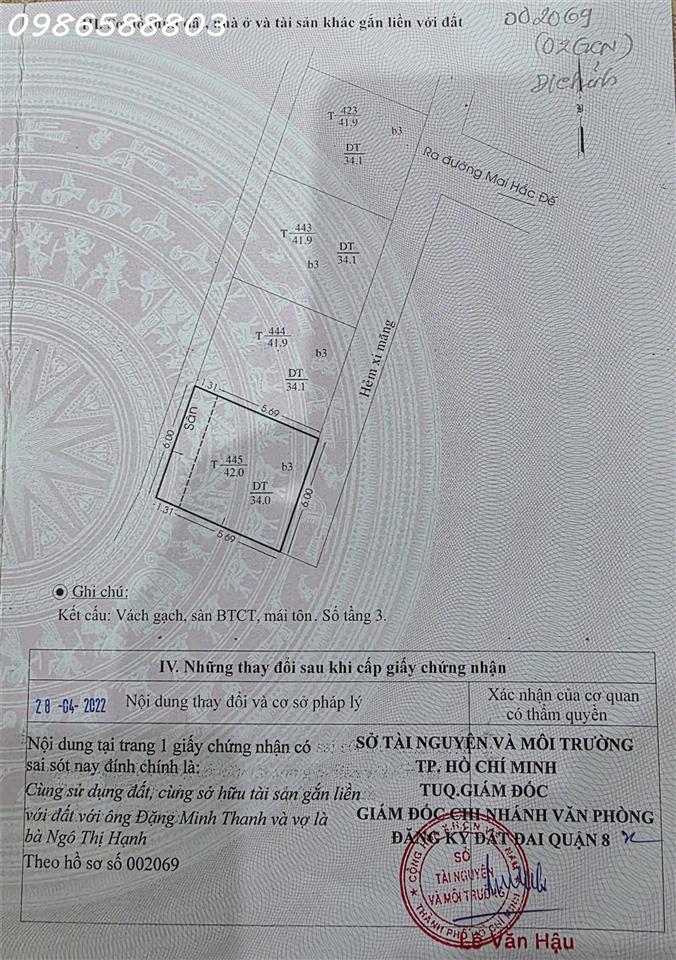 Bán nhà sổ hồng riêng 1 trệt 2 lầu số 23/55/1 phố Mai Hắc Đế, Quận 8, DT 42m2, giá 1,68 tỷ