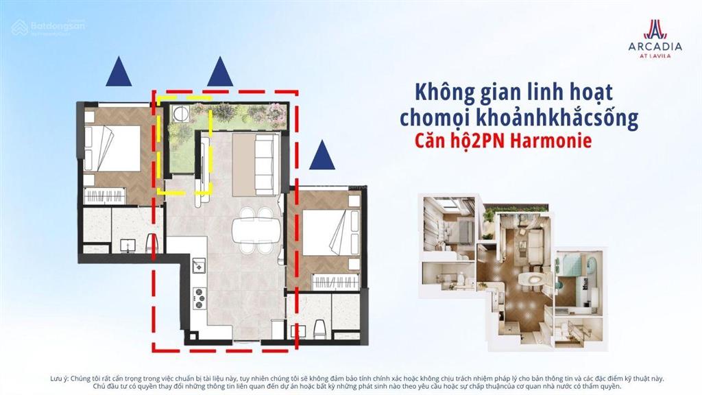 Bán căn 2pn arcadia lavila giá hời tháp bắc 5,4 tỷ  vốn đợt 1 chỉ 279tr, ck 15%