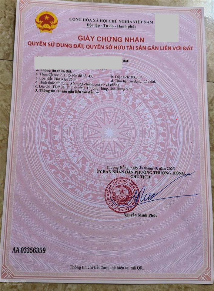Giãn dân sài phi minh đức mỹ hào hưng yên dt 80m2 hướng đông. giá 2,73 tỷ