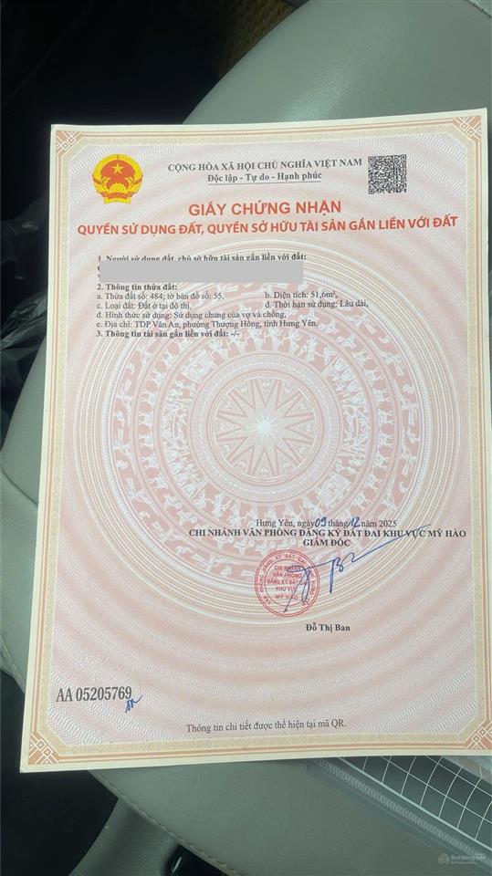 Vân an minh đức mỹ hào 51,6m2 full thổ cư ngõ ô tô gần chợ trường giá hơn tỷ