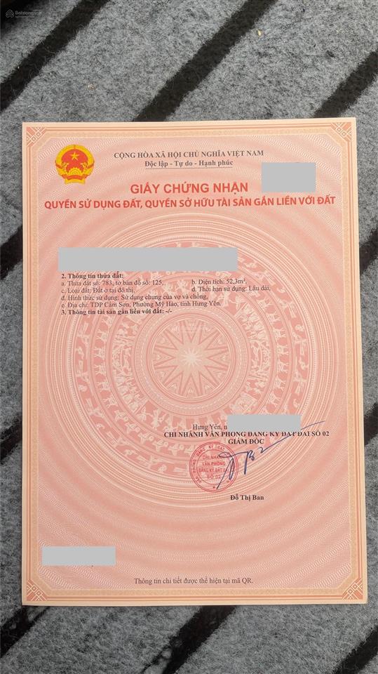 52,3m2 đất tại cẩm sơn cẩm xá mỹ hào hung yên. nay là phường thượng hồng. gần chợ trường giá chỉnh