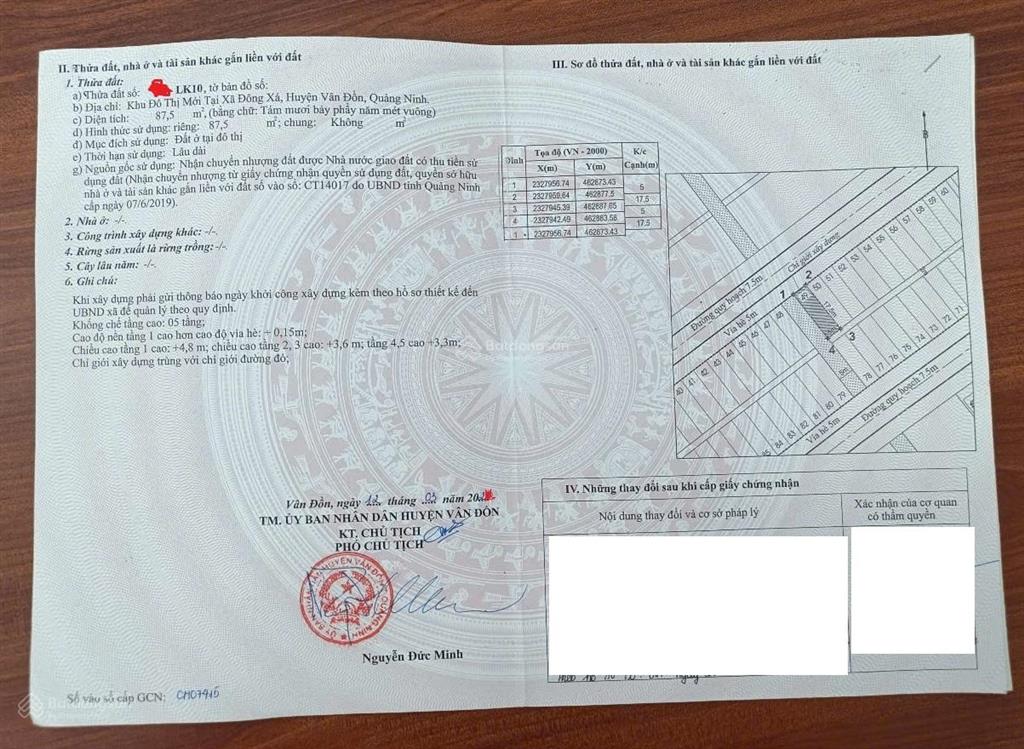 Chính chủ bán đất nền dự án kđt phương đông vân đồn qn, lô xẻ khe đẹp 87,5m2, giá cực rẻ