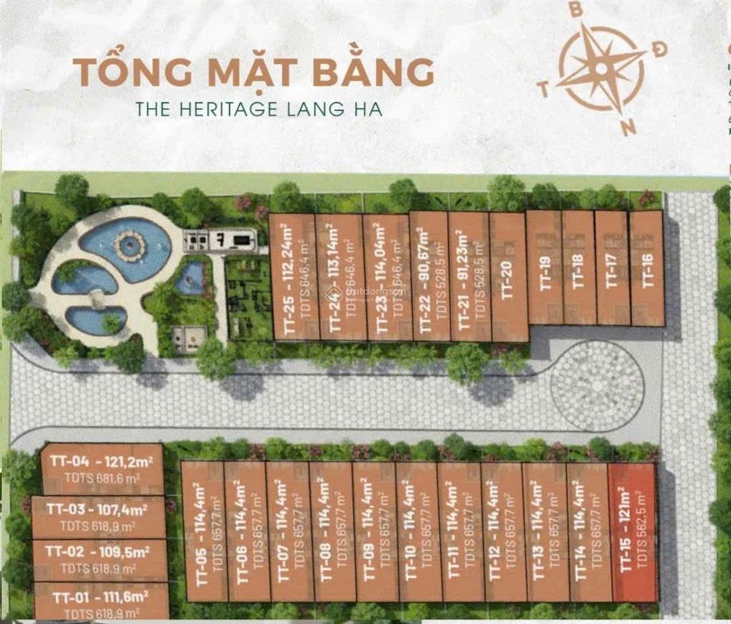 Quỹ căn liền kề heritage láng hạ, 114 m2, 8 tầng, mt 6m. chỉ 56.8 tỷ.