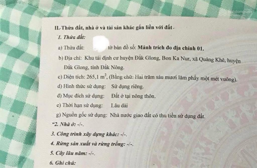 Bán đất tại quốc lộ 28b, thị trấn quảng khê, dăk glong, đắk nông