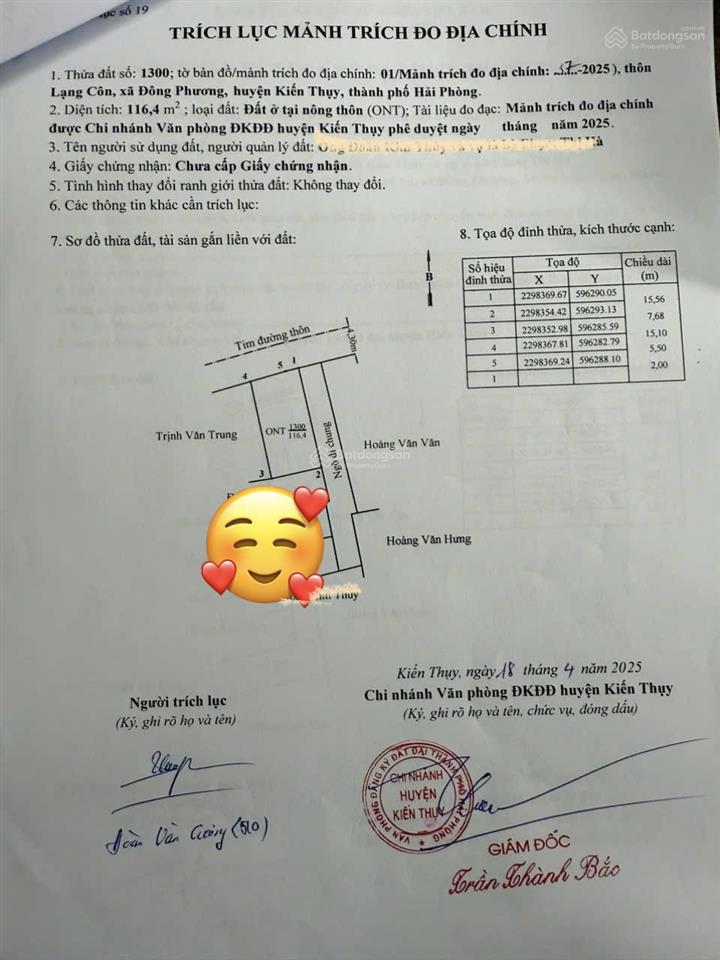 Siêu phẩm 116,4m ngang 7,5m nở hậu 7,68m đường nhựa 9m đông phương kiến thuỵ gần ga tàu, vinhomes.