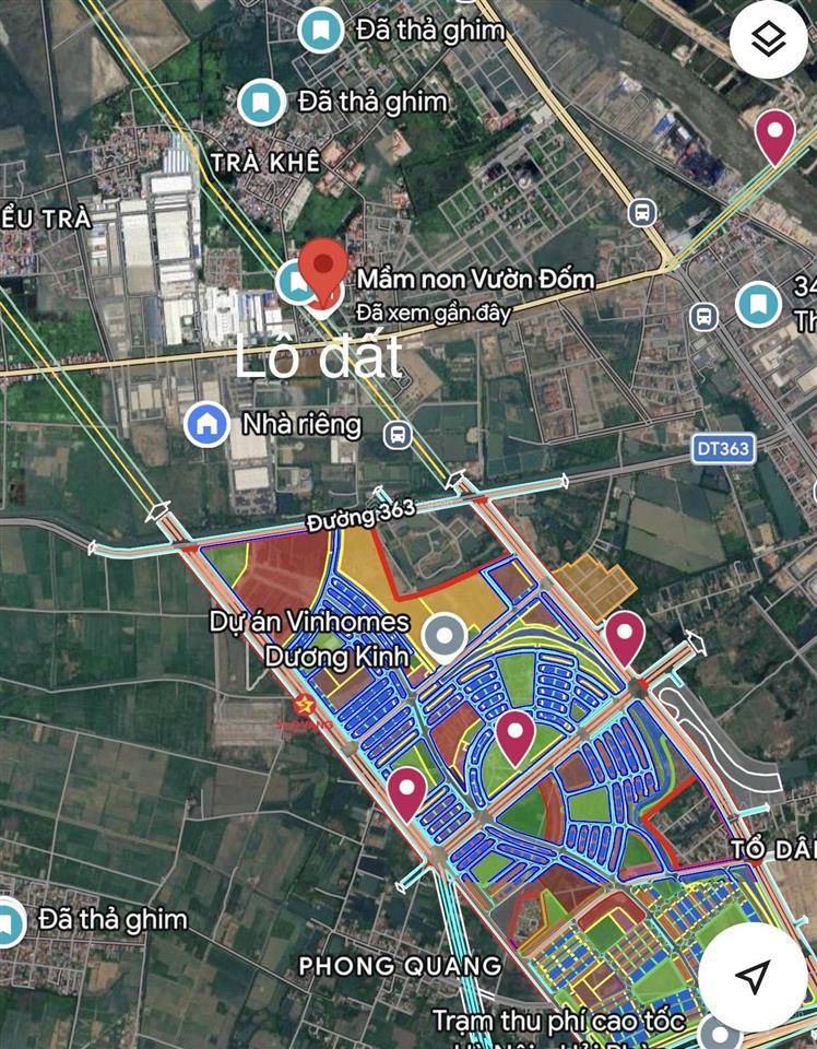 100m2 tđc vườn đốm anh dũng dương kinh mặt đường cầu rào 3 rộng 25m nối thẳng vinhomes. giá 4tỷ450