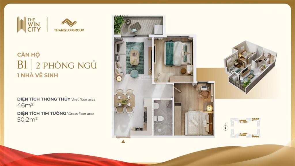 Duy nhất căn tầng 10 full nội thất, thanh toán giãn 36 tháng, 2pn2wc 65,5m2 giá 1,96 tỷ