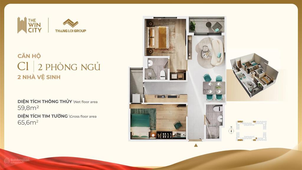 Duy nhất căn tầng 10 full nội thất, thanh toán giãn 36 tháng, 2pn2wc 65,5m2 giá 1,96 tỷ