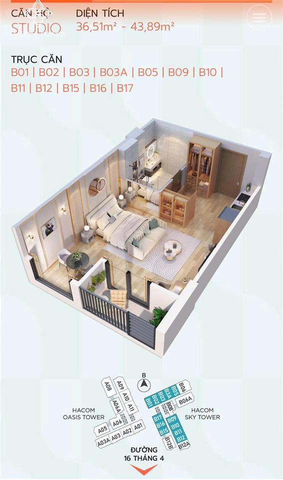 Căn hộ 1,5 tỷ bước xuống nhà là quảng trường 16/4