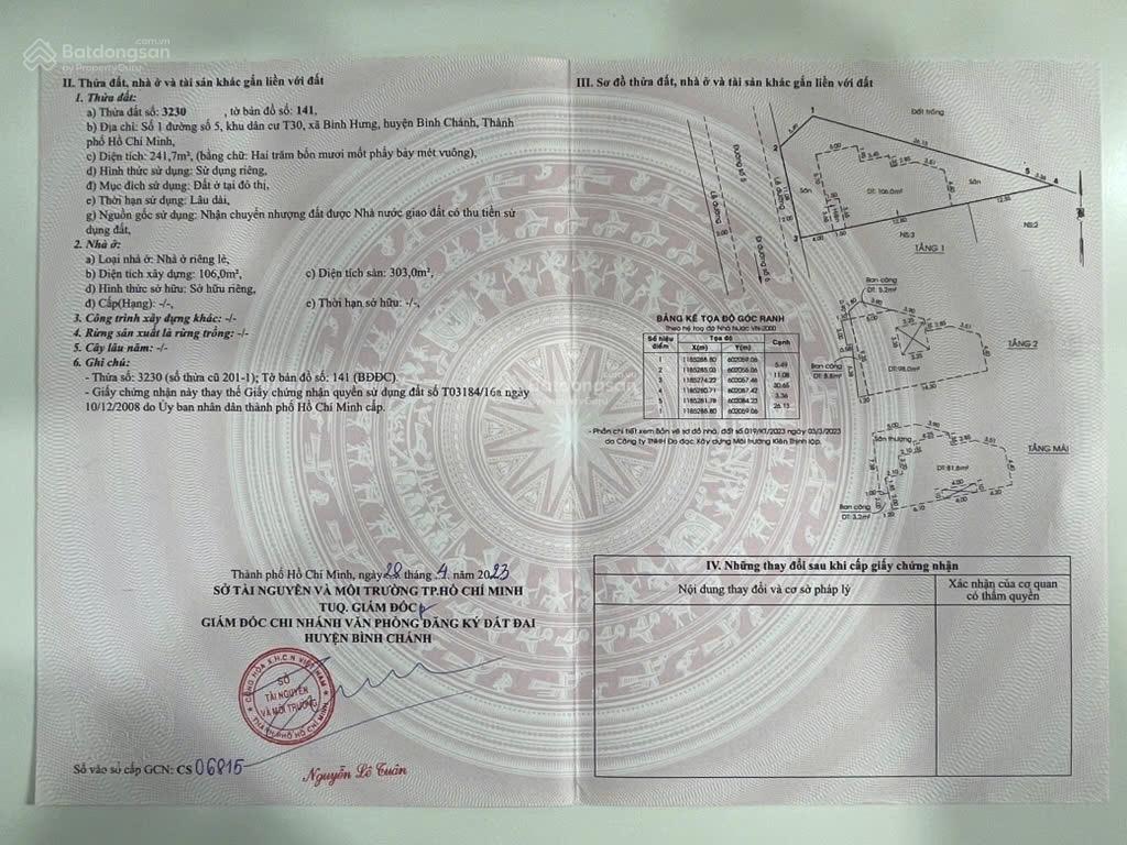 Cần bán biệt thự bình chánh đã có sổ