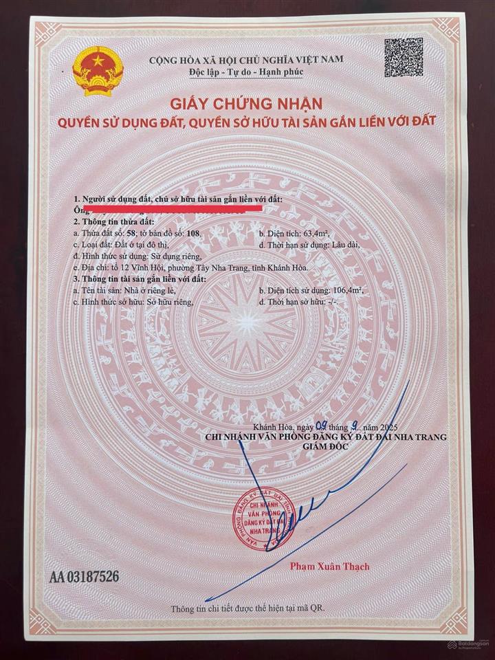 Bán nhà đường phương sài, tây nha trang, khánh hoà
