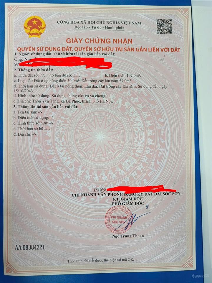Bán đất tại yên tàng, bắc phú, sóc sơn, hà nội