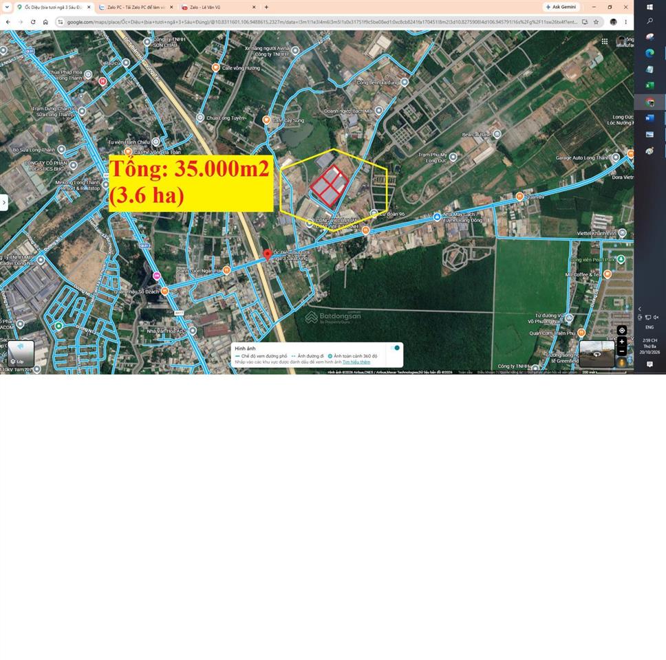 Bán quỹ đất sạch 3.6ha, đất sát ql51, ngay kcn long đức, gần hoa đệ nhất reortgiá chỉ 6tr/m2