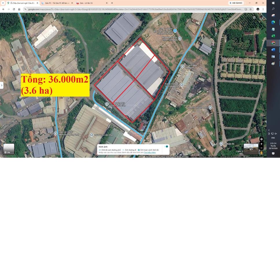 Bán quỹ đất sạch 3.6ha, đất sát ql51, ngay kcn long đức, gần hoa đệ nhất reortgiá chỉ 6tr/m2