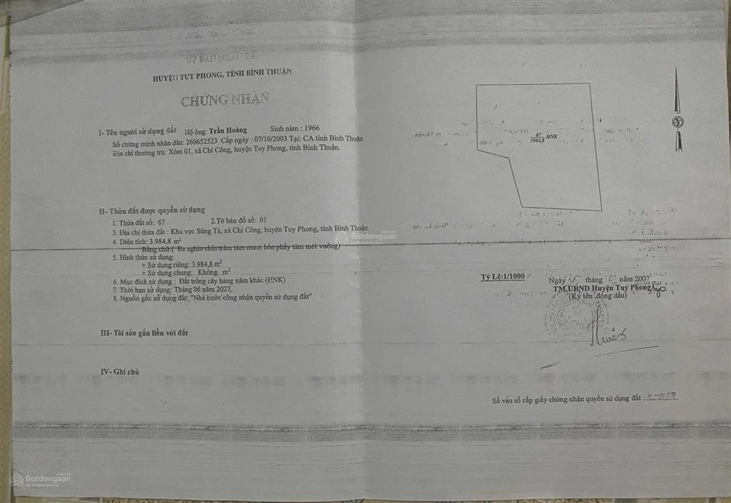 Bán đất sân đã làm nền xi măng có sổ chính chủ