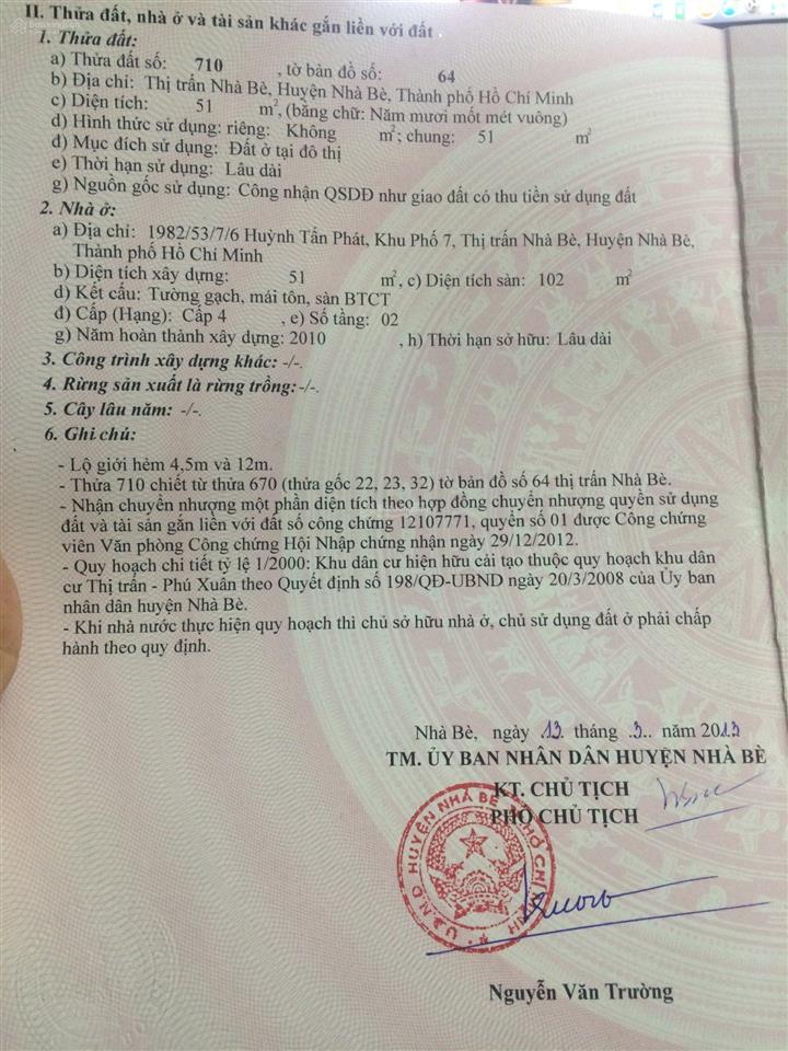 Cho thuê nr 2pn, 2wc, 51m2 tại 1982/53/7/6 huỳnh tấn phát, giá ưu đãi 4,8 triệu