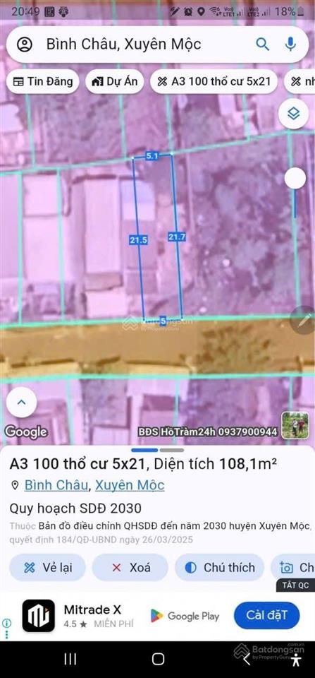 Cần bán lô đất diện tích 105m2