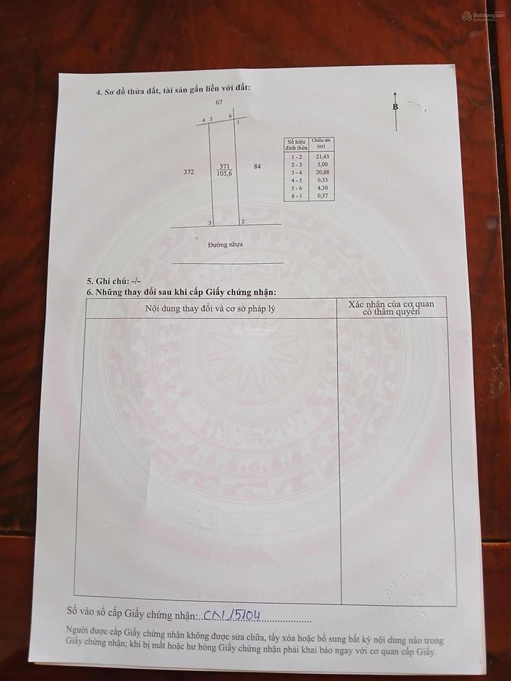 Cần bán lô đất diện tích 105m2