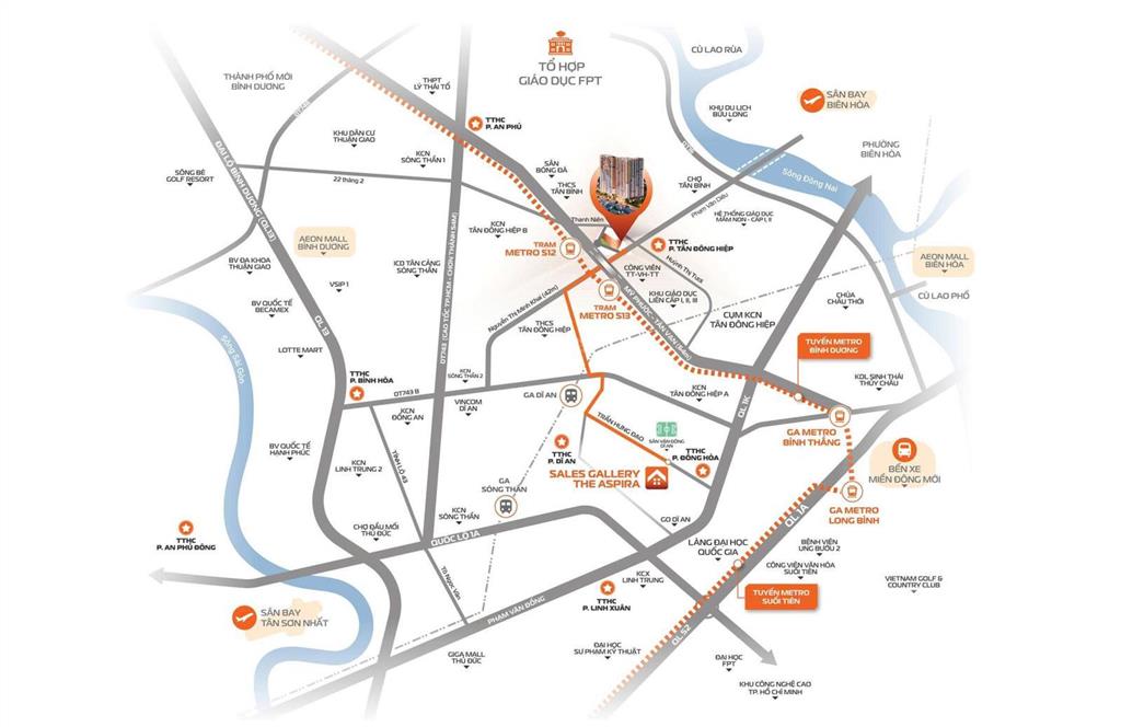 The aspira  căn hộ cách tuyến metro 600m, trả nhẹ 6,8 triệu/tháng không vay, 520 triệu nhận nhà