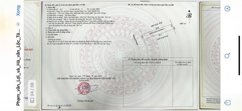 Chính chủ bán đất sẵn sổ đỏ thanh hóa