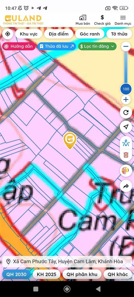 Bán đất thổ cư+ cln tại tỉnh lộ 9, cam phước tây, cam lâm, 1700 m2